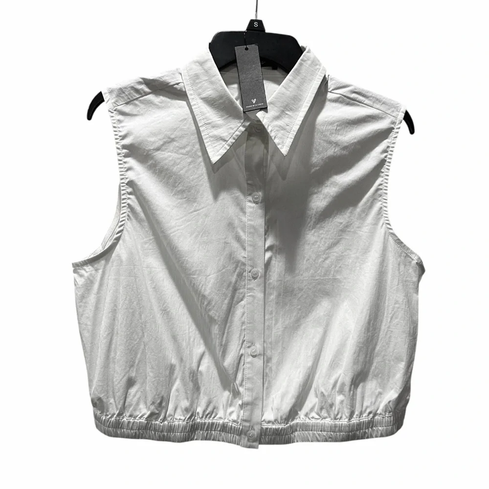 Lulus Enviable Look White Collared Sleeveless Cropped Button-Front XL NEW NWT - Picture 3 of 5